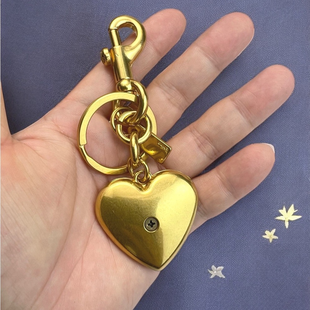 🎍Gold Heart Keychain with Rainbow Stripes - Picture 2 of 8